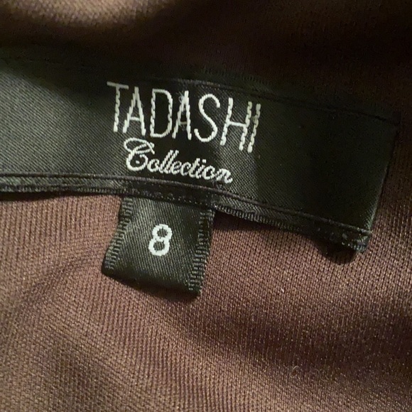 Tadashi Shoji Silk Chiffon Brown Ruched Vintage Sheath Slip Column Dress - 8 - Picture 12 of 15